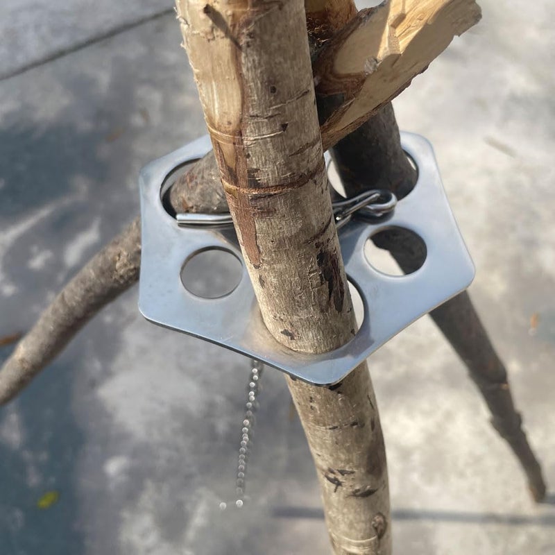 ZANOLY Camping Tripod Board Accessoriesï¼ŒTurn Branches into Campfire Tripod ï¼ŒStainless Steel Campfire Support Plate with Adjustable Chain for Hanging Cookware,Portable Camping Gear (standard) (Plus-2) - Image 1