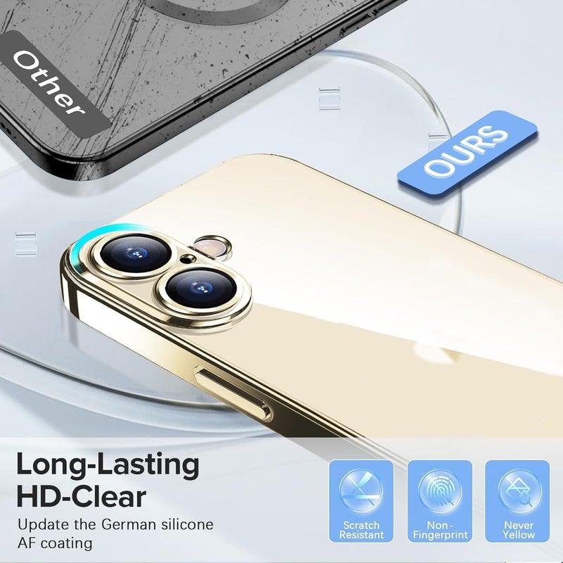 VONZEE Electroplated Transparent Clear Transparent Cover for iPhone 16, TPU Cover, Full Body & Individual Camera Protection for Each Lens Bumper Cases for Men & Women (Gold) - Image 5