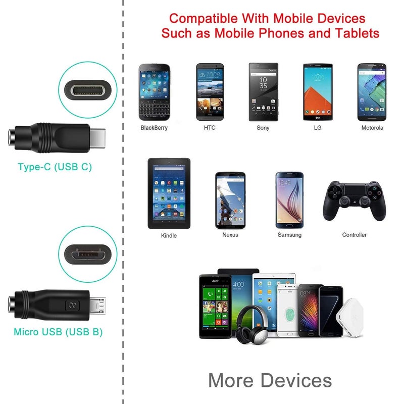 KASTWAVE Universal 5V DC Power Cable, USB to DC 5.5x2.1mm Charging Cord with 8 Interchangeable Tips, 5.5x2.5 4.8x1.7 4.0x1.7 3.5x1.35 2.5x0.7 Micro USB Type-C, Multi-Device Charger for Electronics - Image 3