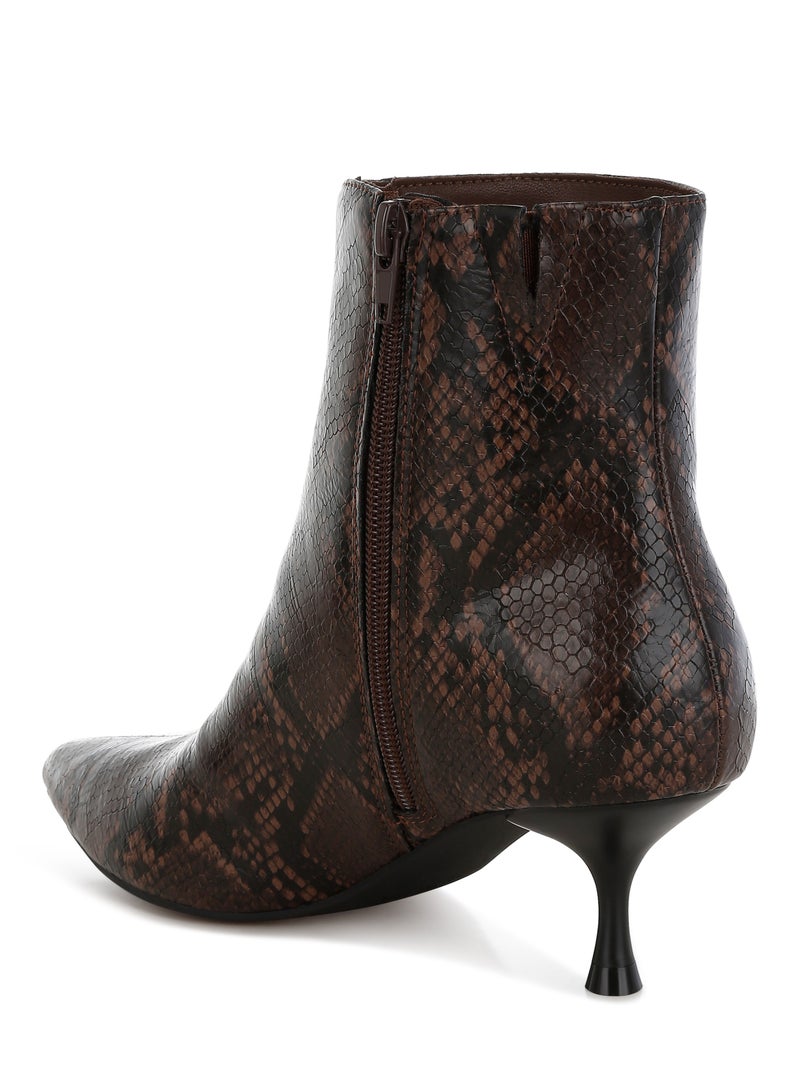 London Rag Faux Leather Kitten Heel Boots in Chocolate  - Image 3