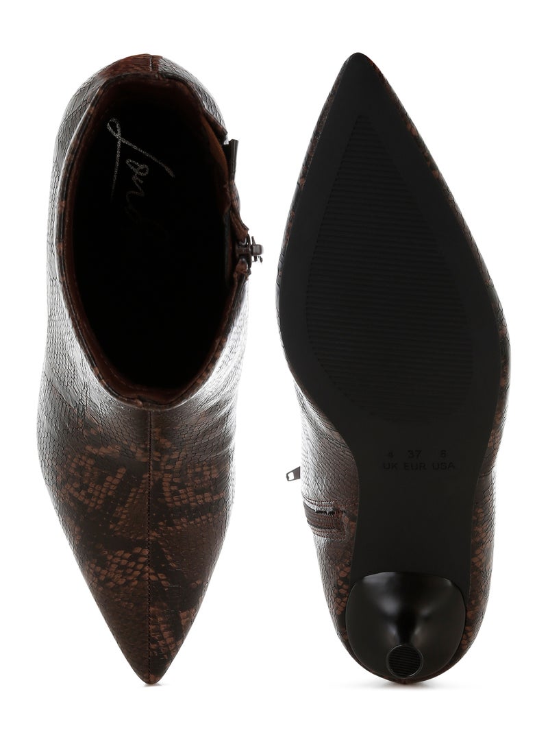 London Rag Faux Leather Kitten Heel Boots in Chocolate  - Image 4