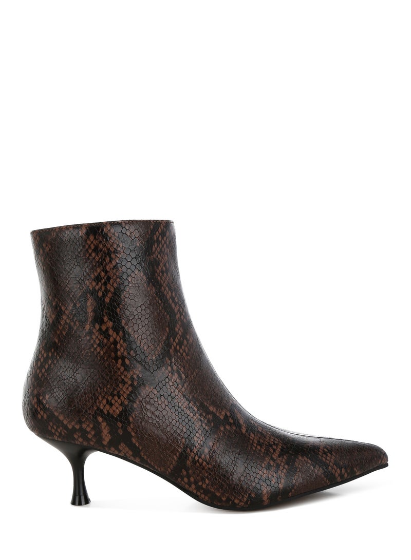 London Rag Faux Leather Kitten Heel Boots in Chocolate  - Image 1