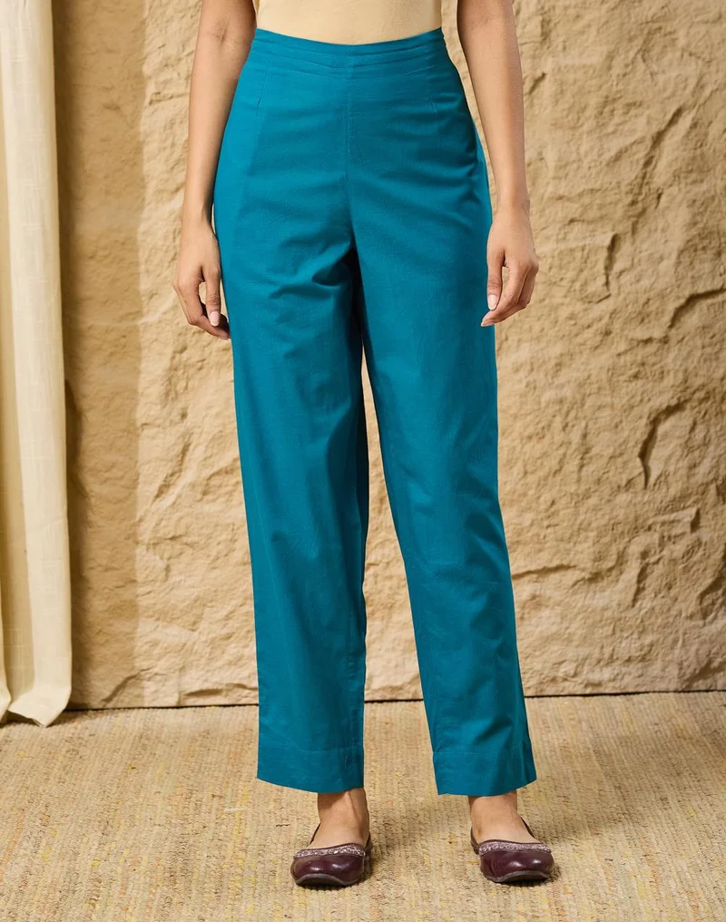 Fabindia  Avni Blue Cotton Pant & Kurta Set for Women | Best Price UAE