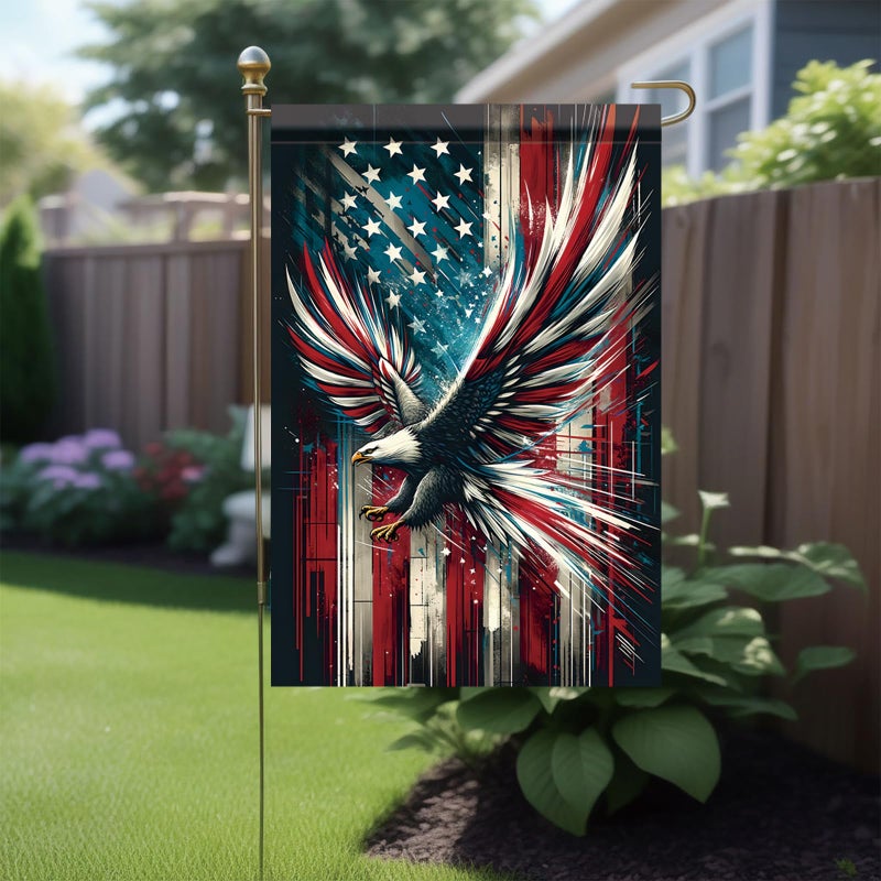 Saoplasa Patriotic 4th of July Garden Flag 12x18 Inch Double Sided American Bald Eagle Patriotic Garden Flag American Eagle Yard Flag Independence Memorial Day Outdoor Decoration - Image 3