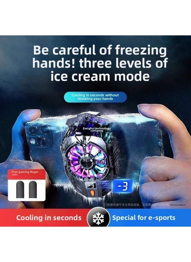 Mobile Phone Radiator Live E-Sports Fast Cooling Suitable For Apple IPhone Black Shark 2pro One Plus Semiconductor Back-Color:Semiconductor Refrigeration [youth Edition] Ice-sealed Back Clip + Free Finger Cot
