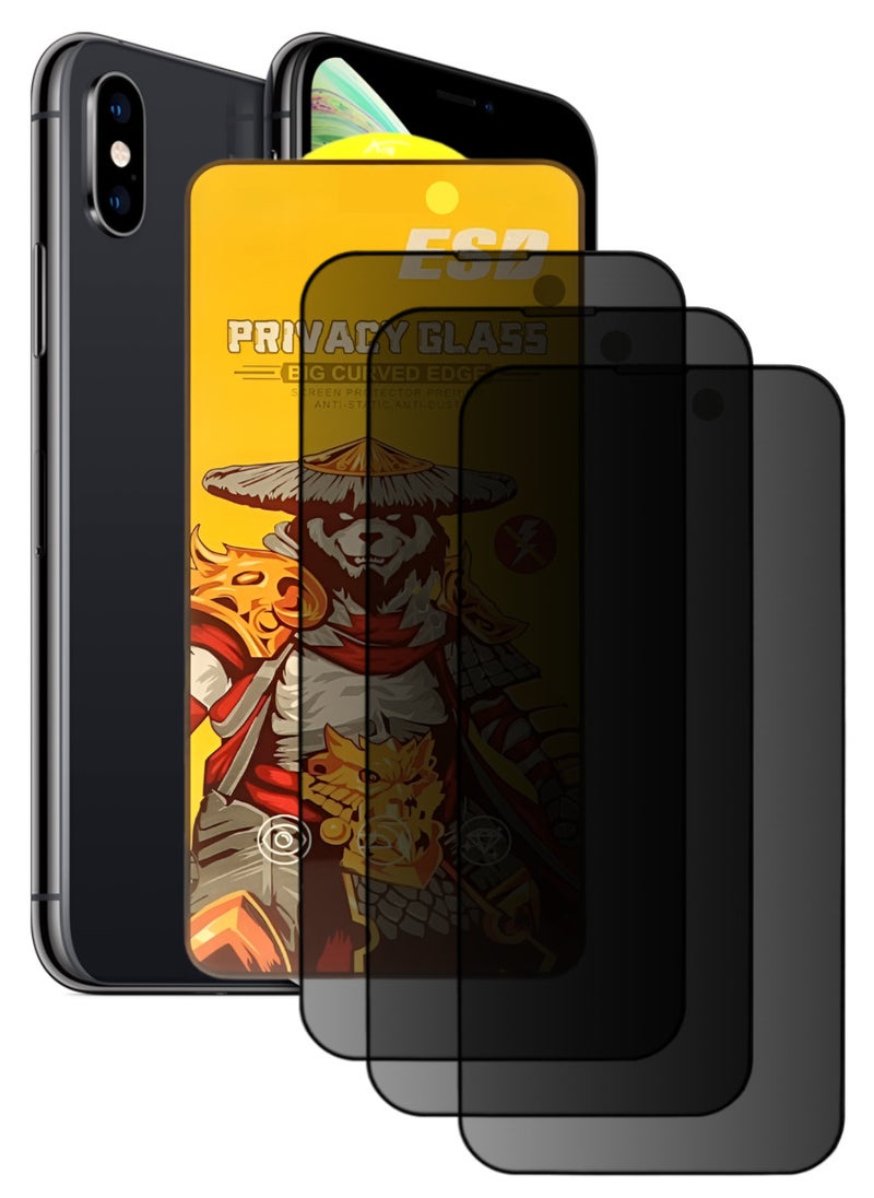 ESD 3 Pieces Tempered Dustproof Privacy Glass Screen Protector Compatible For iPhone XS Max - Image 1