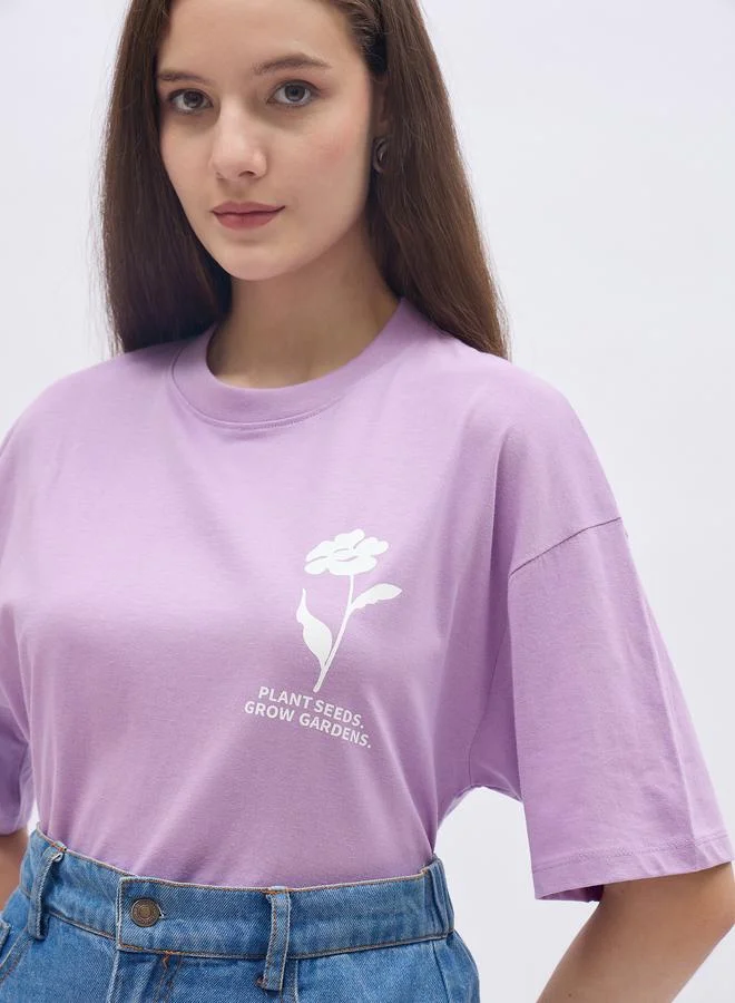 Styli Styli Round Neck Oversized T-Shirt with Dropped Shoulder