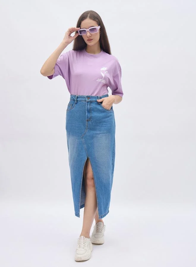 Styli Styli Round Neck Oversized T-Shirt with Dropped Shoulder