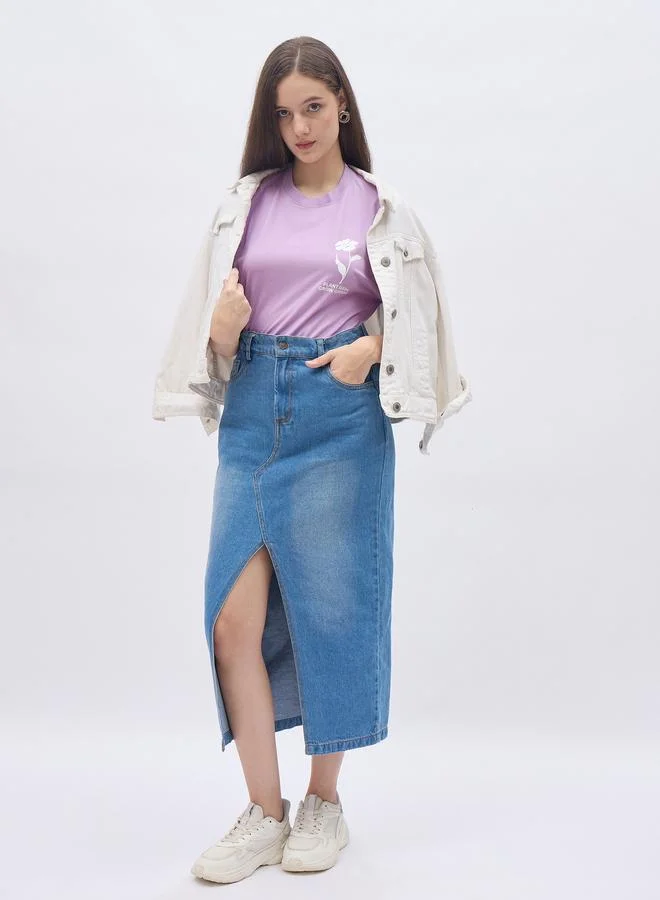 ستايلي Styli Round Neck Oversized T-Shirt with Dropped Shoulder