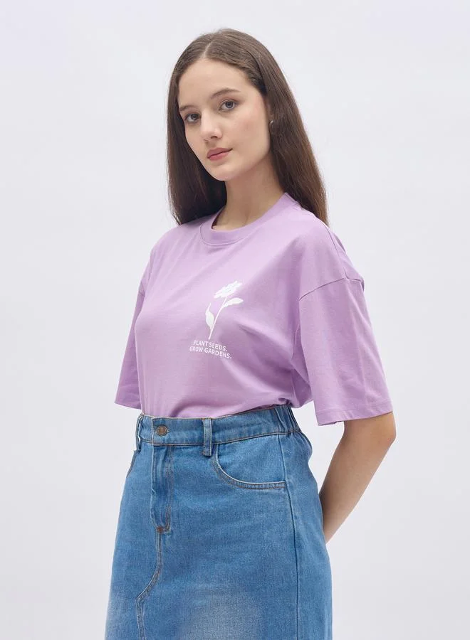 Styli Styli Round Neck Oversized T-Shirt with Dropped Shoulder