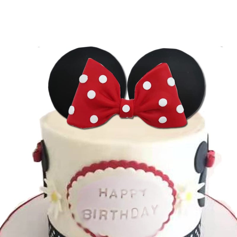 GmakCeder Mouse Cake Topper Bow and Ears for Birthday Red - Image 4