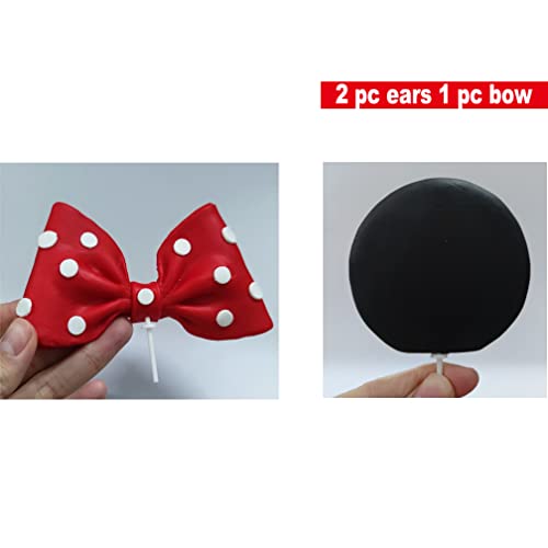 GmakCeder Mouse Cake Topper Bow and Ears for Birthday Red - Image 5