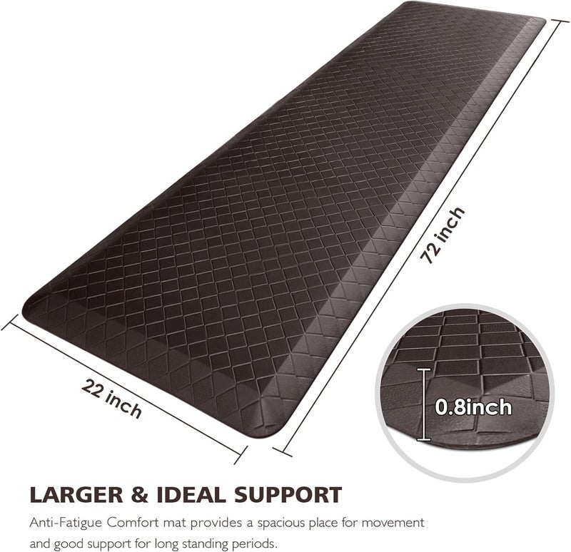 HappyTrends Kitchen Floor Mat - 4/5 Inch Thick Anti-Fatigue Kitchen Rug,Waterproof Non-Slip Kitchen Mats and Rugs Heavy Duty Ergonomic Comfort Rug for Kitchen,Office,Sink,Laundry,(22"x72", Chocolate) - Image 2
