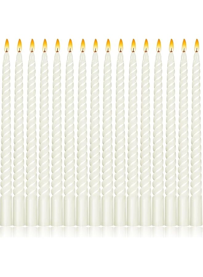Green Tiger Set of 12 Ivory Taper Candlesticks | 10 Inch (25cm) Tall Tapered Candles | Dripless Dinner Candle Sticks | Natural Wax with Cotton Wicks | 8 Hour Burn Time (Ivory) - Image 1