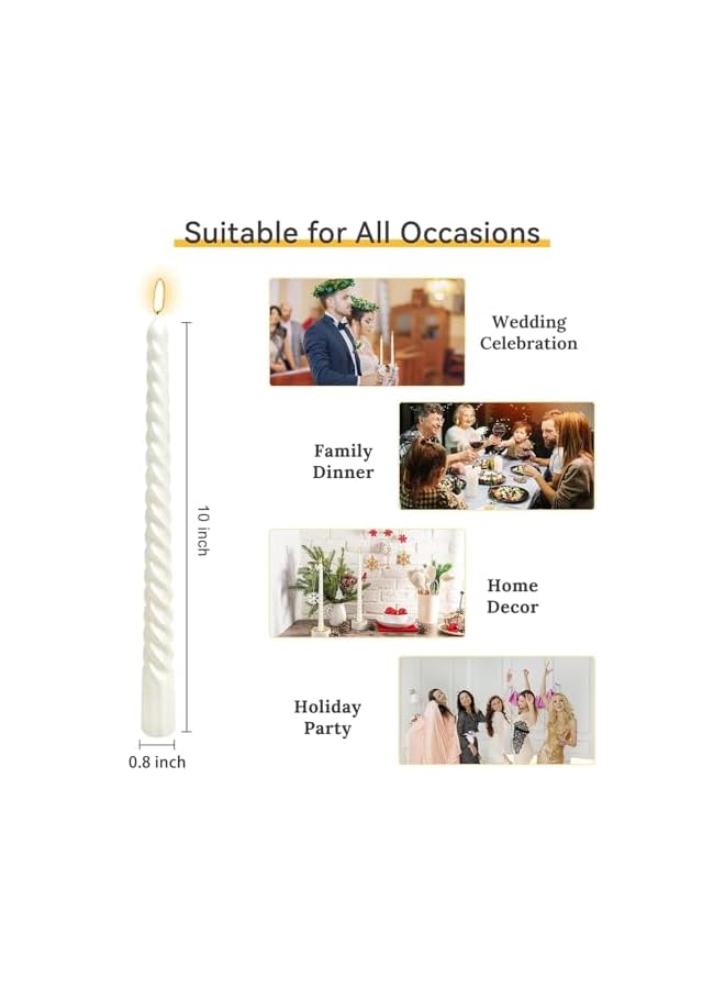 Green Tiger Set of 12 Ivory Taper Candlesticks | 10 Inch (25cm) Tall Tapered Candles | Dripless Dinner Candle Sticks | Natural Wax with Cotton Wicks | 8 Hour Burn Time (Ivory) - Image 3