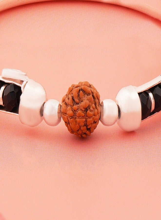 silver chest 925 Sterling Silver Baby Bangles | Silver Adjustable Kids Bangles with Rudraksha Beads | Nazariya Bracelet for Boys & Girls | Safe Office Wear | Hallmarked for Infants & Toddlers | Age : 0 to 5 Years - Image 4