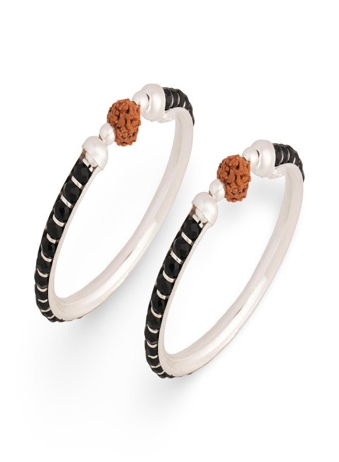 silver chest 925 Sterling Silver Baby Bangles | Silver Adjustable Kids Bangles with Rudraksha Beads | Nazariya Bracelet for Boys & Girls | Safe Office Wear | Hallmarked for Infants & Toddlers | Age : 0 to 5 Years - Image 1