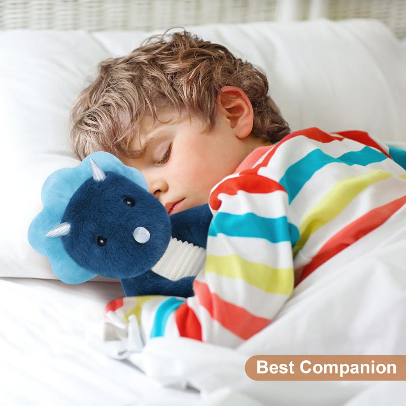 SuzziPals Microwavable & Coolable Triceratops Dinosaur Stuffed Animals, Heated Stuffed Animal Heating Pads for Soothing & Relaxation, Navy Blue Dino Plush for Stress Relief, Plushies Dinosaur Gifts - Image 5
