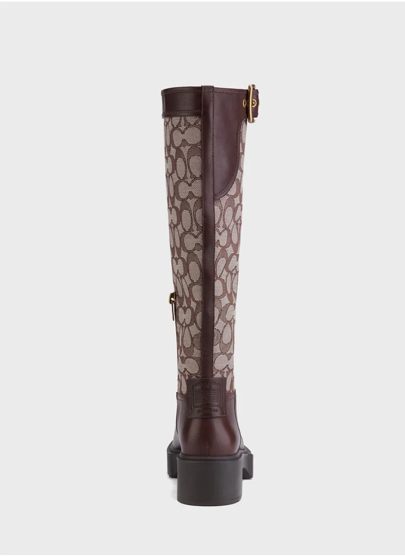 COACH Buckle Detailed Knee Boots