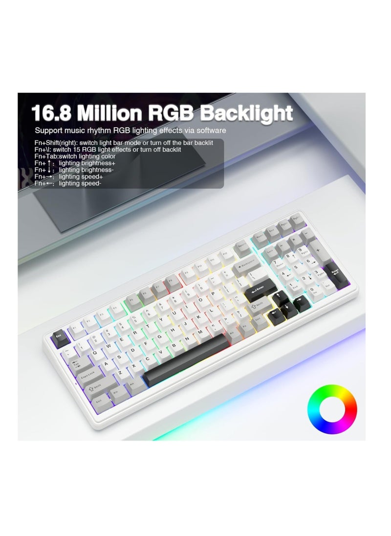 AULA F99 Wireless Mechanical Keyboard,Tri-Mode BT5.0/2.4GHz/USB-C Hot Swappable Custom Keyboard,Pre-lubed Linear Switches,Gasket Structure,RGB Backlit Gaming Keyboard for PC/Tablet/PS/Xbox (Nimbus Switch V3)