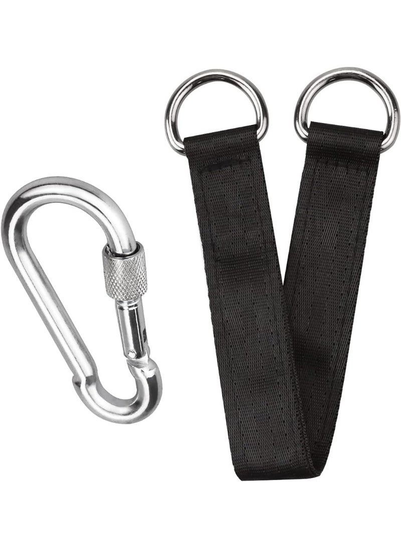 Outdoor Black Tree Swing Straps Hanging Kit with 2 Carabiners, 25cm / 9.8 inches Length Tree Swing Hanging Kit Holds 220 lbs (2 PCS Black) - Image 3