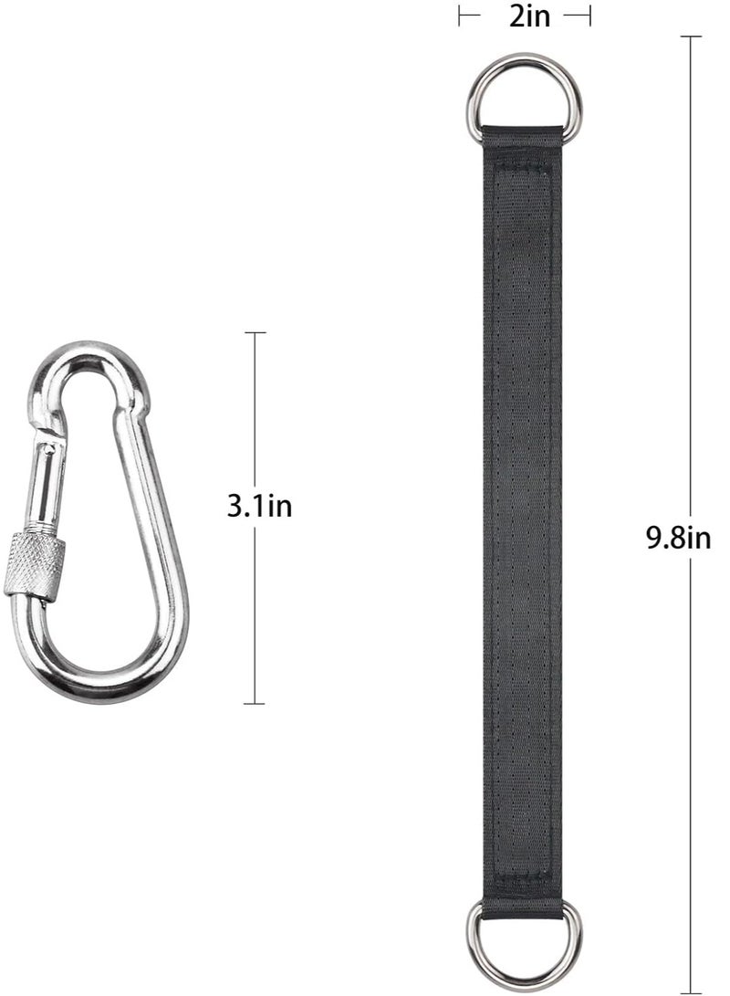 Outdoor Black Tree Swing Straps Hanging Kit with 2 Carabiners, 25cm / 9.8 inches Length Tree Swing Hanging Kit Holds 220 lbs (2 PCS Black) - Image 2