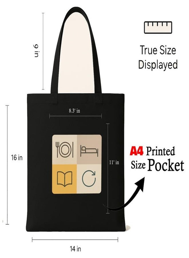 Megrok "Simple Daily Routine Organizer Tote ? 16x14 Inch with A4 Pocket | Zipper Closure, Minimalist Motivational Bag for Productivity - Image 3