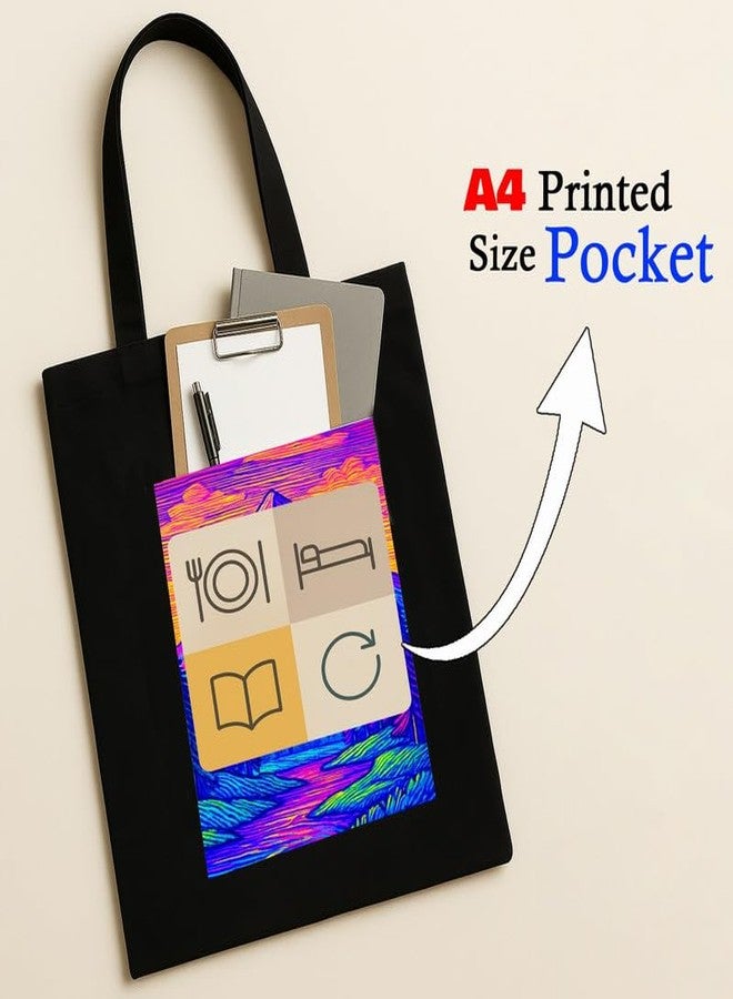 Megrok "Simple Daily Routine Organizer Tote ? 16x14 Inch with A4 Pocket | Zipper Closure, Minimalist Motivational Bag for Productivity - Image 2