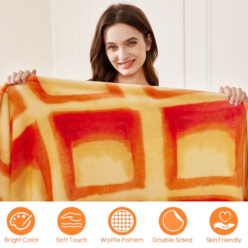 SeaRoomy Waffles Blanket, Wrap Throw Food Blanket, Novelty Funny Flannel Round Blankets Funny Gifts for Teens Boys and Girls - Image 3