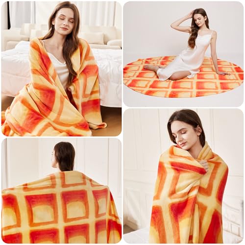 SeaRoomy Waffles Blanket, Wrap Throw Food Blanket, Novelty Funny Flannel Round Blankets Funny Gifts for Teens Boys and Girls - Image 5