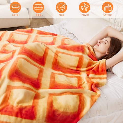 SeaRoomy Waffles Blanket, Wrap Throw Food Blanket, Novelty Funny Flannel Round Blankets Funny Gifts for Teens Boys and Girls - Image 2