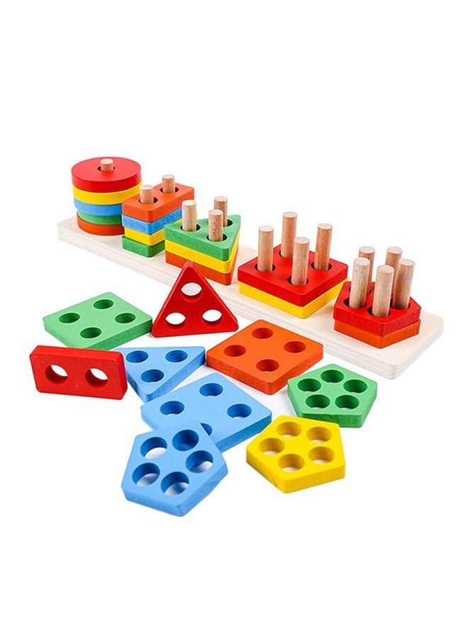 kizh 25 Piece Wooden Educational Shape Sorter Preschool Toddler Toy Game Set For Kids  - Image 1
