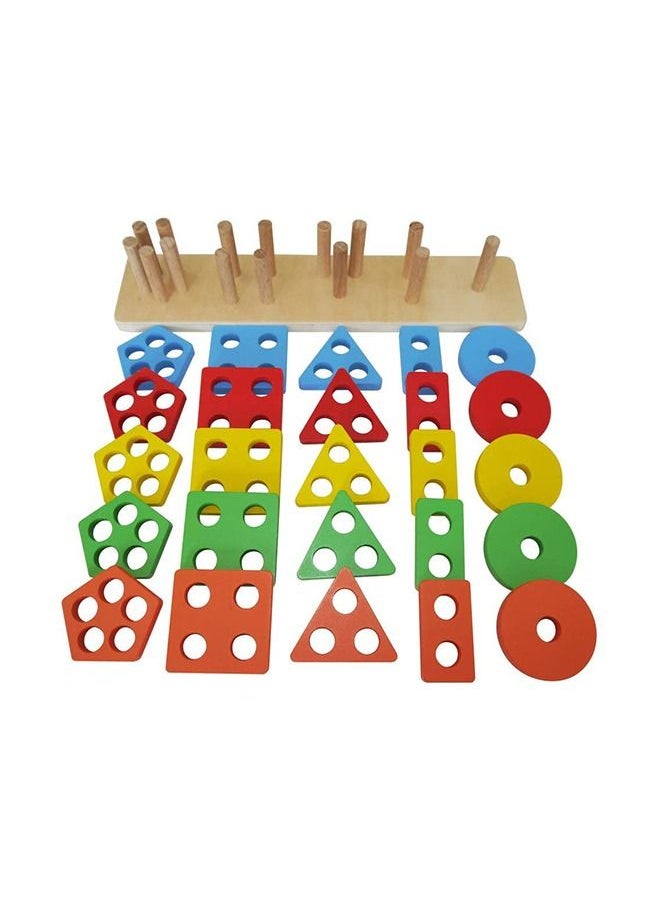 kizh 25 Piece Wooden Educational Shape Sorter Preschool Toddler Toy Game Set For Kids  - Image 3
