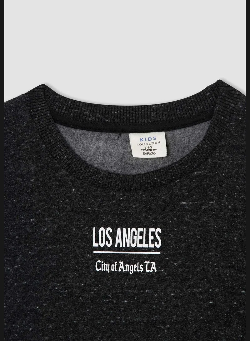 DeFacto Crew Neck Long Sleeve Slogan Print Sweatshirt
