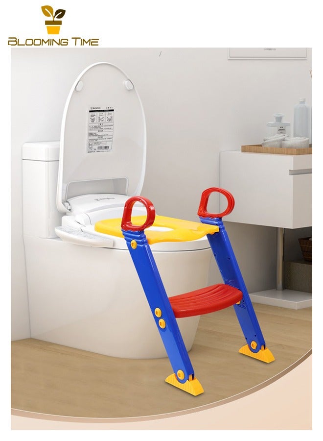 بلومنغ تايم سلم نونية أطفال، سلم نونية أطفال محمول، سلم نونية أطفال قابل للطي، سلم مرحاض قابل للطي متدرج، مقعد مرحاض للأطفال مع مداس - Image 1