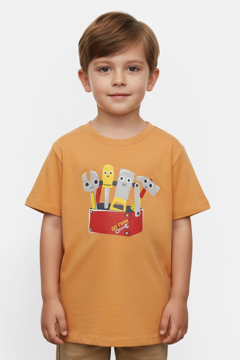 The Children's Place Toddlers Boy Crew Neck Short Sleeve T-Shirt, Brown - Image 1