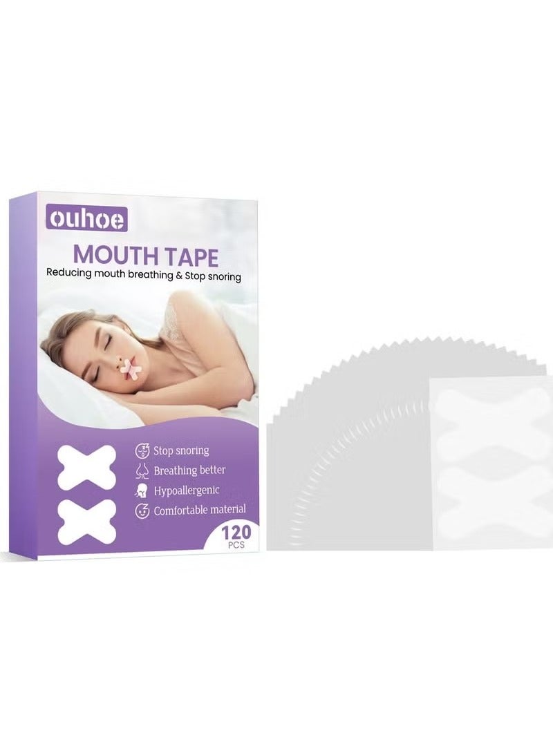 OUHOE 120 PCS Gentle Transparent White Tape Hypoallergenic Tape, Mild and Effective Painless Hypoallergenic Sleep Tape, Breathable Mouth Tape Snoring Aids Gentle Sleep Patches Tapes - Image 1