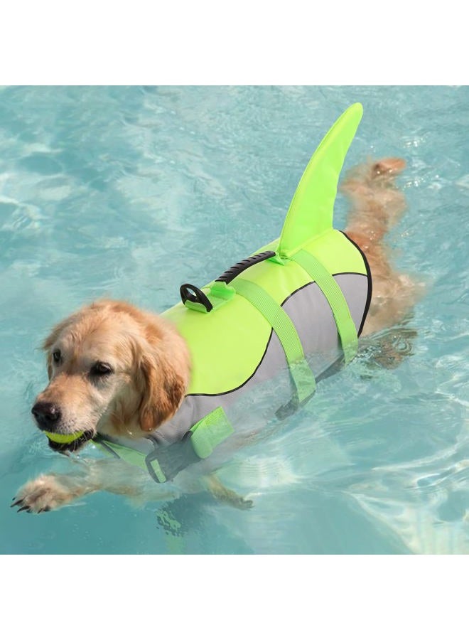 Queenmore Dog Life Jacket Ripstop Dog Safety Vest Adjustable Preserver with High Buoyancy and Durable Rescue Handle for Small,Medium,Large Dogs, Green Shark Medium - Image 5