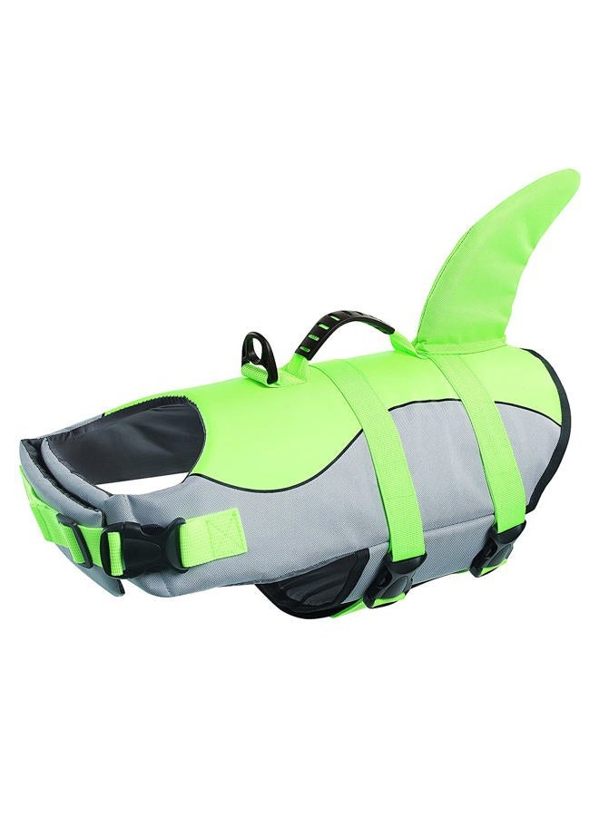 Queenmore Dog Life Jacket Ripstop Dog Safety Vest Adjustable Preserver with High Buoyancy and Durable Rescue Handle for Small,Medium,Large Dogs, Green Shark Medium - Image 1