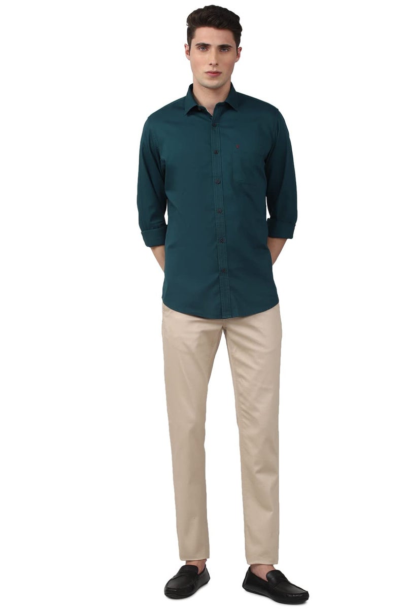 Van Heusen Cotton Men's Slim Fit Shirt (VSSFWSLBA41477_Teal 44) - Image 5