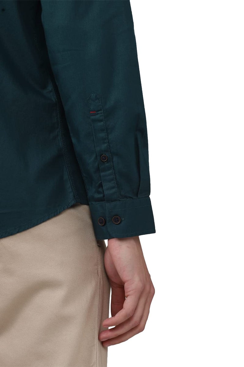 Van Heusen Cotton Men's Slim Fit Shirt (VSSFWSLBA41477_Teal 44) - Image 4