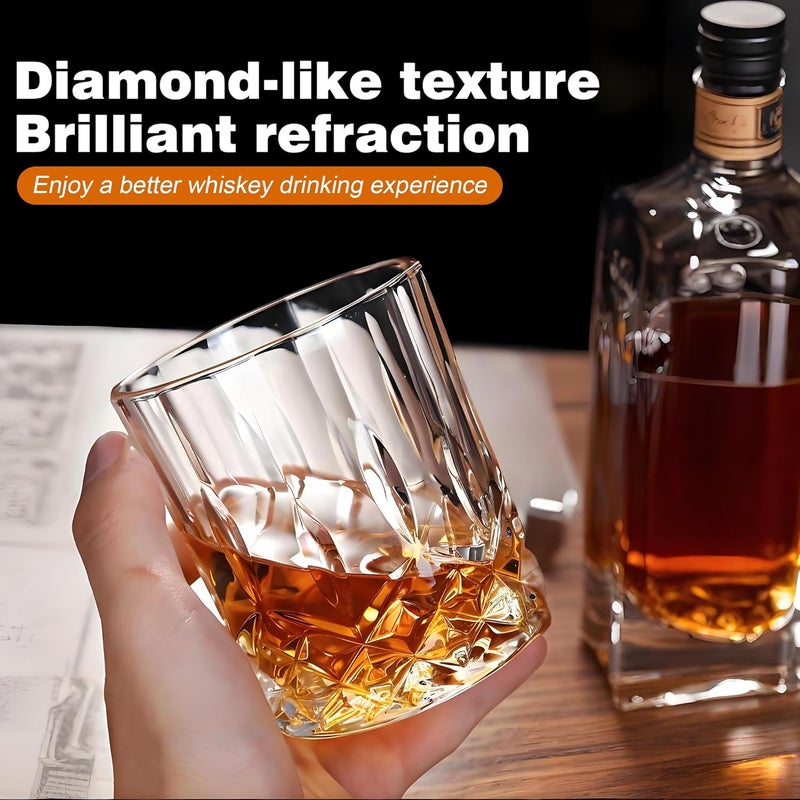 QUMMFA Whiskey Decanter Set for Men, 4*Crystal Whiskey Glasses(Get 4 Silicone Ice Mold Free), Lead-Free Decanter Set for Whiskey, Bourbon, Scotch, Anniversary Christmas Gifts for Dad, Husband, Whiskey Lovers - Image 4