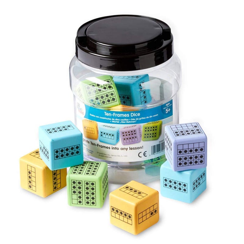 hand2mind hand2mind Ten Frame Dice Large Foam Dice for Classroom Subitizing Dice Math Manipulatives for Elementary School Counting Toys for Toddlers Educational Toys for Preschool Children Set of 12  - Image 1