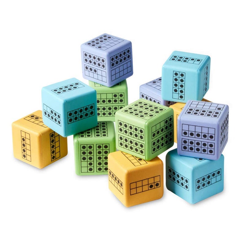 hand2mind hand2mind Ten Frame Dice Large Foam Dice for Classroom Subitizing Dice Math Manipulatives for Elementary School Counting Toys for Toddlers Educational Toys for Preschool Children Set of 12  - Image 4