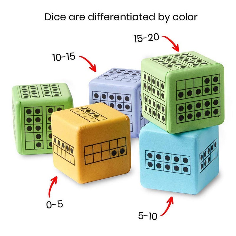 hand2mind hand2mind Ten Frame Dice Large Foam Dice for Classroom Subitizing Dice Math Manipulatives for Elementary School Counting Toys for Toddlers Educational Toys for Preschool Children Set of 12  - Image 2