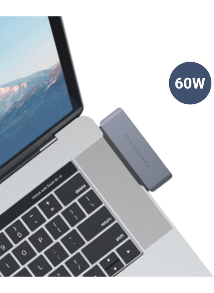 4 in 1 60W PD USB-C Hub Aluminum Adapter Compatible with Macbook Pro/Air M1 2021/2020/2019/2018/2017/2016 with HDMI UHD60Hz, 480MB p/s USB, 3.5mm Aux Port - Gray - Image 3