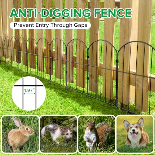 VANCASTLE Decorative Garden Fence Outdoor, 19 Panels Rustproof Metal Landscape Barrier Fence, Total 20ft (L) x 24in (H), Black Ornamental Fence for Yard, Patio, Lawn, Garden Bed, Easy to Install - Image 4