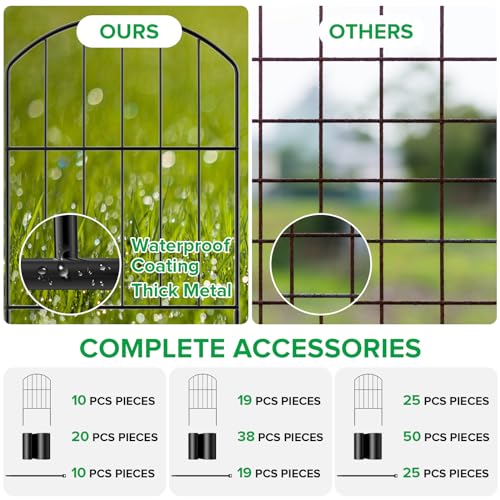 VANCASTLE Decorative Garden Fence Outdoor, 19 Panels Rustproof Metal Landscape Barrier Fence, Total 20ft (L) x 24in (H), Black Ornamental Fence for Yard, Patio, Lawn, Garden Bed, Easy to Install - Image 5