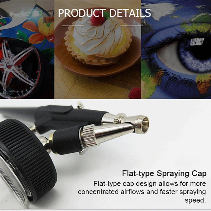 138-Type Airbrush Kit 0.8mm Single Action Air Brush Set 22CC Paint Fluids Cups for Model DIY Makeup Nail Art Cake Decorating - Image 3