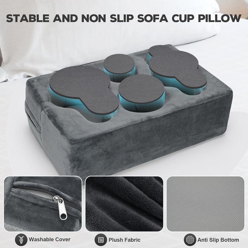 TwentyNext Couch Cup Holder Pillow,Couch Drink Holder,Octagon Couch Caddy for Coffee Cup,Phone,Remote,Couch Cup Holder Tray for Bed,Car,Sofa,Table - Image 2